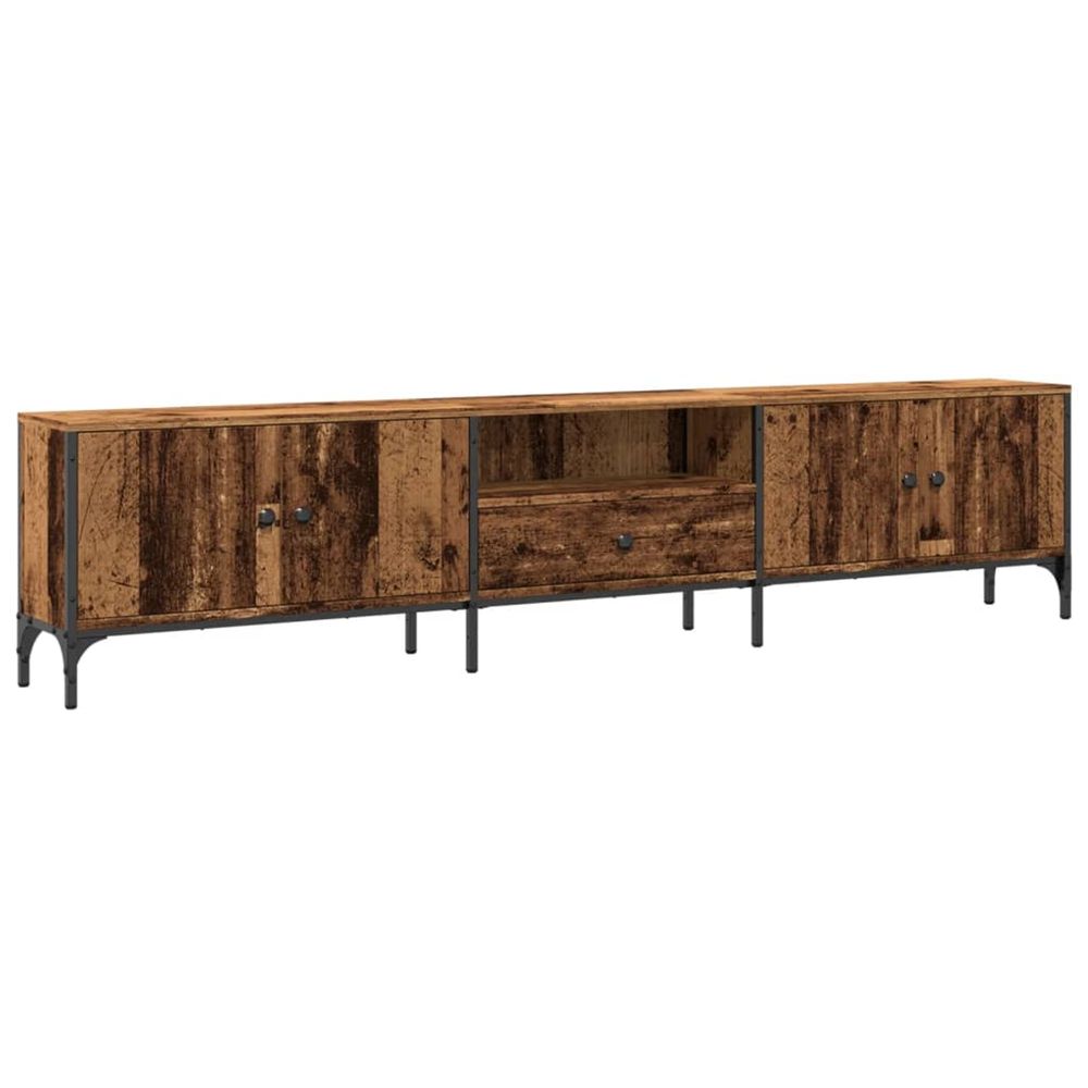 Meuble tv avec tiroir vieux bois 200x25x44 cm bois d'ingénierie