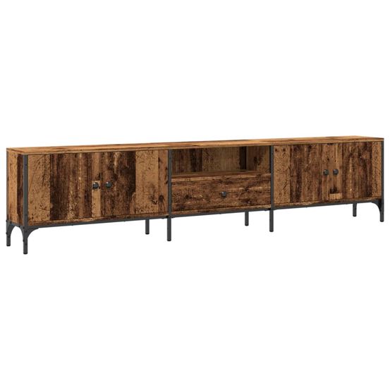 Meuble tv avec tiroir vieux bois 200x25x44 cm bois d'ingénierie