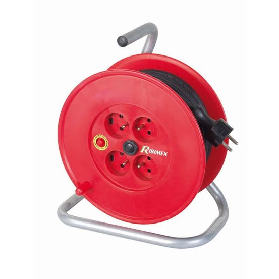 Enrouleur electrique 4 prises 15m 3x1,5 h05vv-f pieds métal