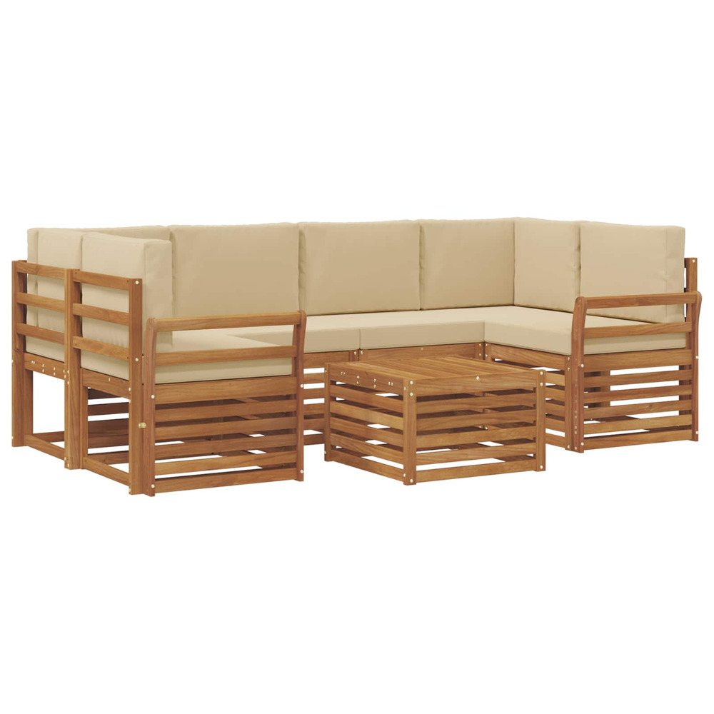 Ensembles de canapés avec coussin 7 pcs naturel et beige