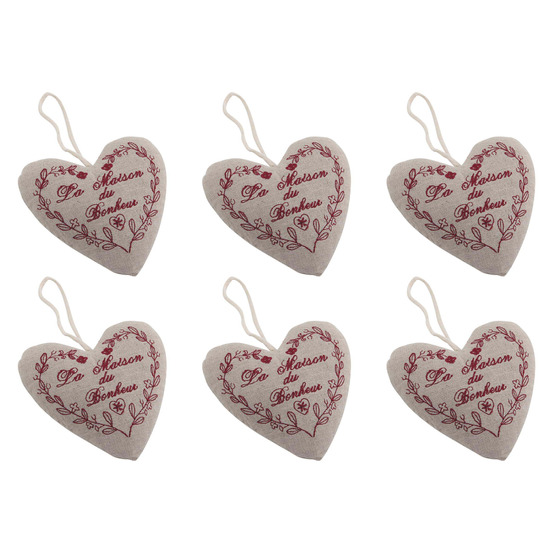 Coeur à suspendre la maison du bonheur (lot de 6)