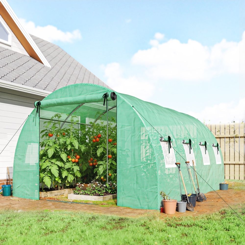 Serre de jardin tunnel bâche pe renforcée culture potager protection uv aération 4x3x2m vert - comfortxl outdoor living