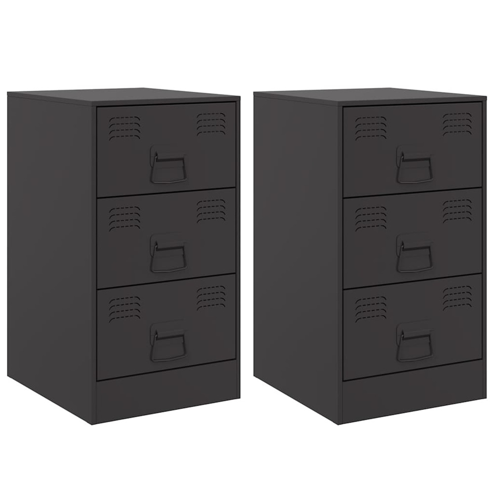 Tables de chevet 2 pcs noir 34,5x39x62 cm acier