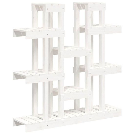Support à plantes blanc 104,5x25x109,5 cm bois massif de pin