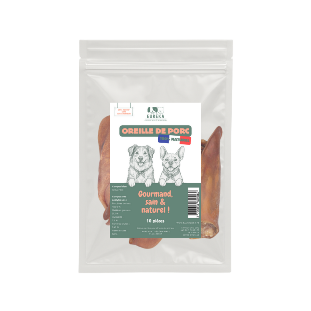 Oreilles de porc pour chiens – Friandises croustillantes, savoureuses et 100% naturelles