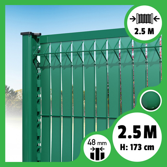 Brise-vue lattes aluminium n55 - vert - 173 cm, 2,50 mètres