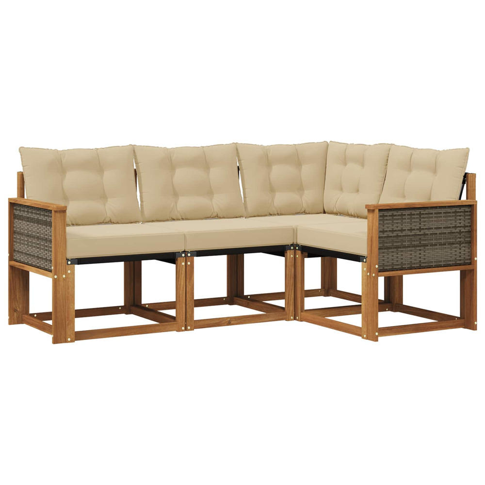 Ensemble de canapés d'extérieur 4 pcs naturel et beige