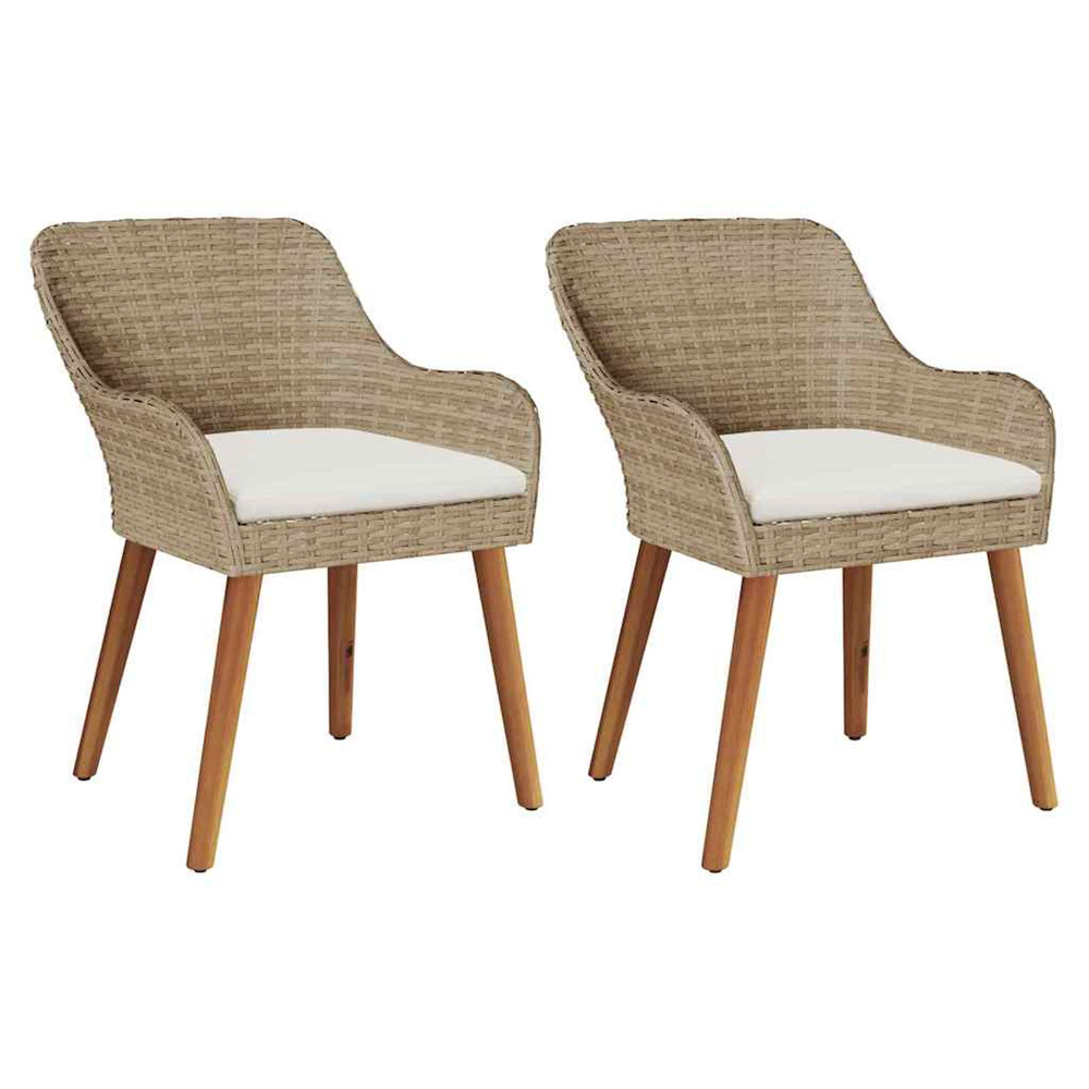 Chaise de jardin 2 pcs beige 62,5 x 55 x 82 cm polyrotin