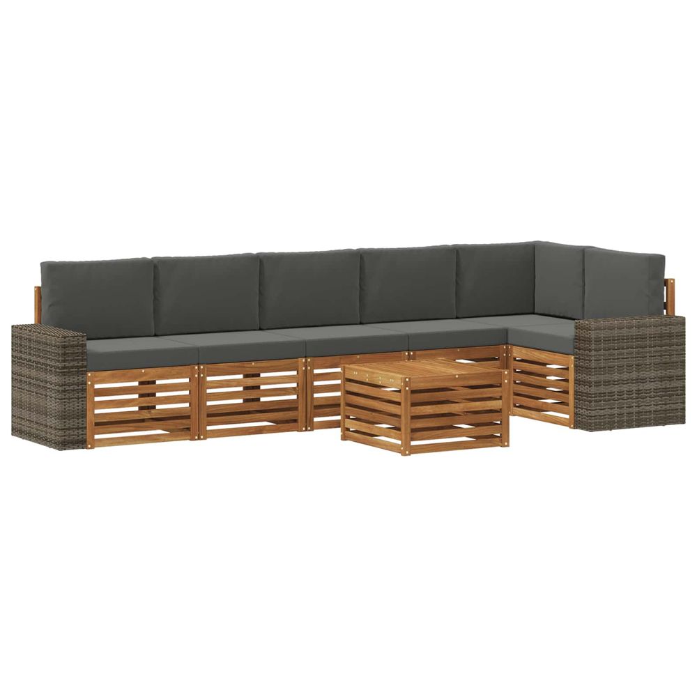 Ensemble de canapés d'extérieur 7 pc naturel et anthracite
