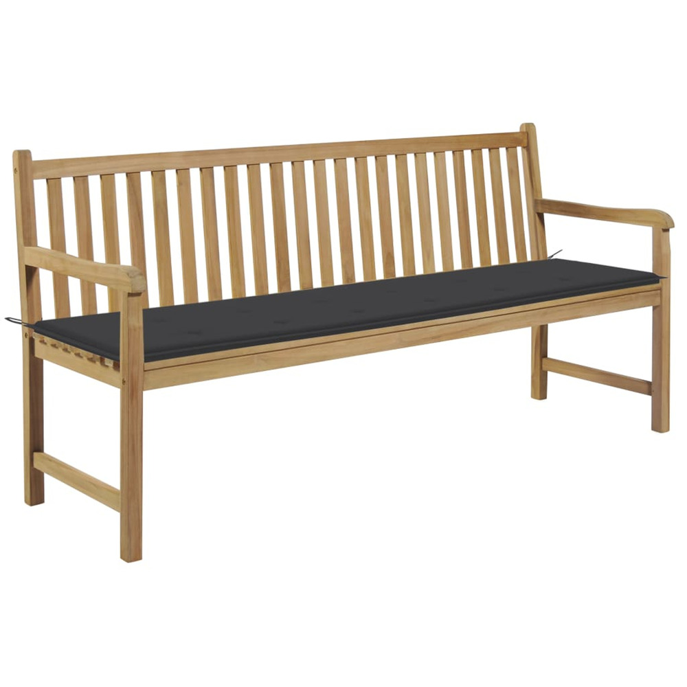 Banc de jardin avec coussin anthracite 175 cm teck massif