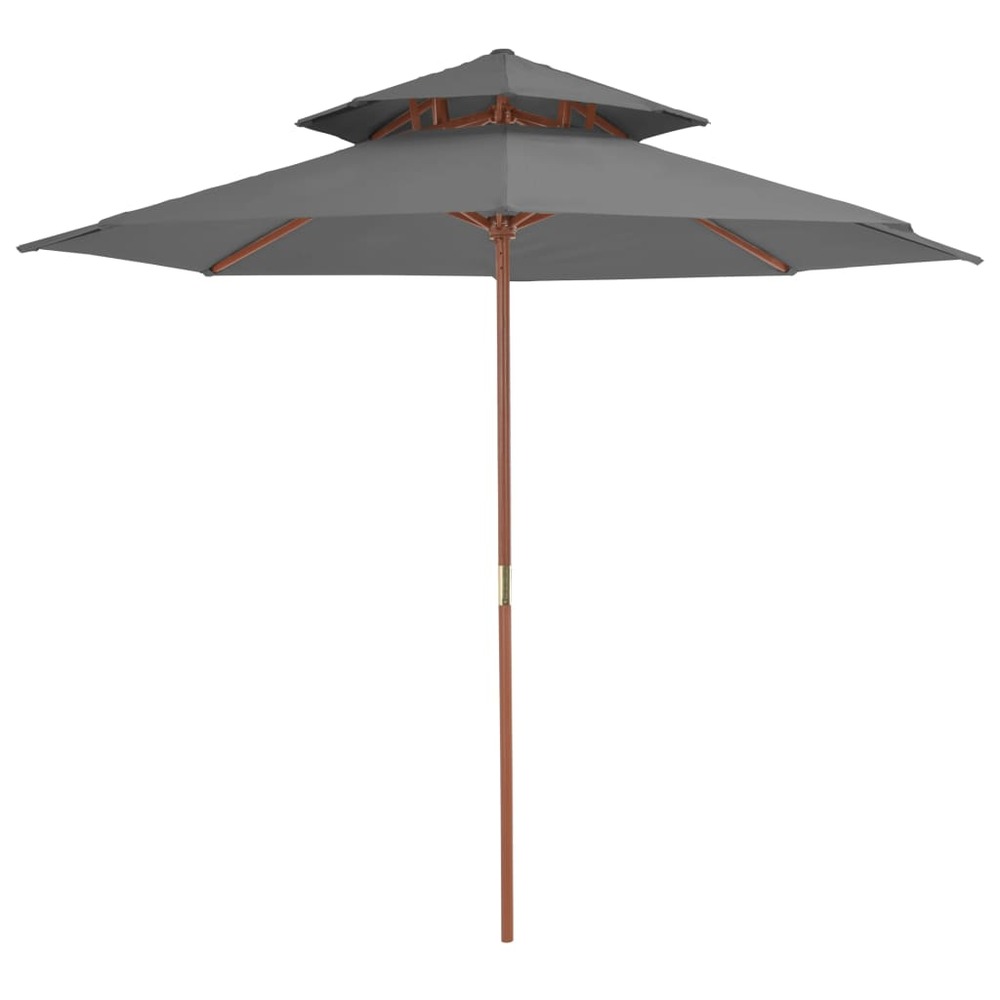 Parasol double avec mât en bois 270 cm anthracite
