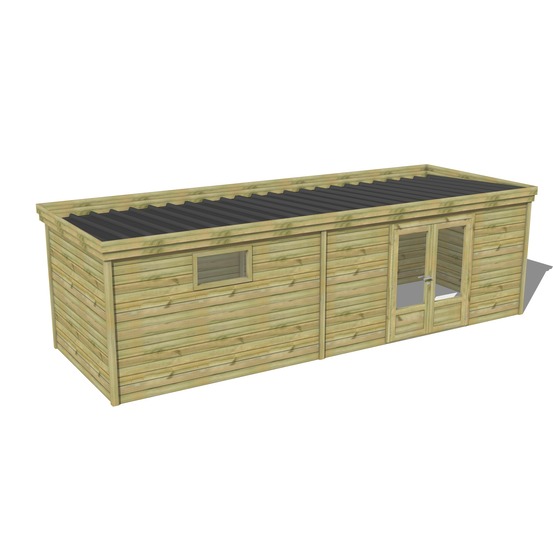 Abri de jardin bois pin traité autoclave 27mm - 8,19x2,64m / 22m2 - bac acier - abri français