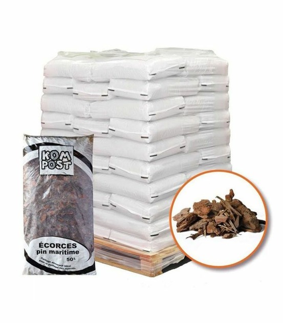Paillage végétal biodégradable écorces de pin maritime 48 sacs 50 l pour 10m2 - kom37-48x50