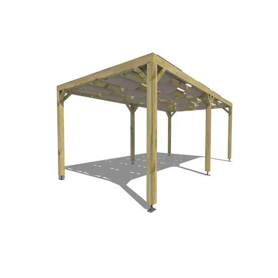 Pergola bois • 6m x 3m • indépendante • sens largeur • voilage semi-transparent inclus • livraison comprise