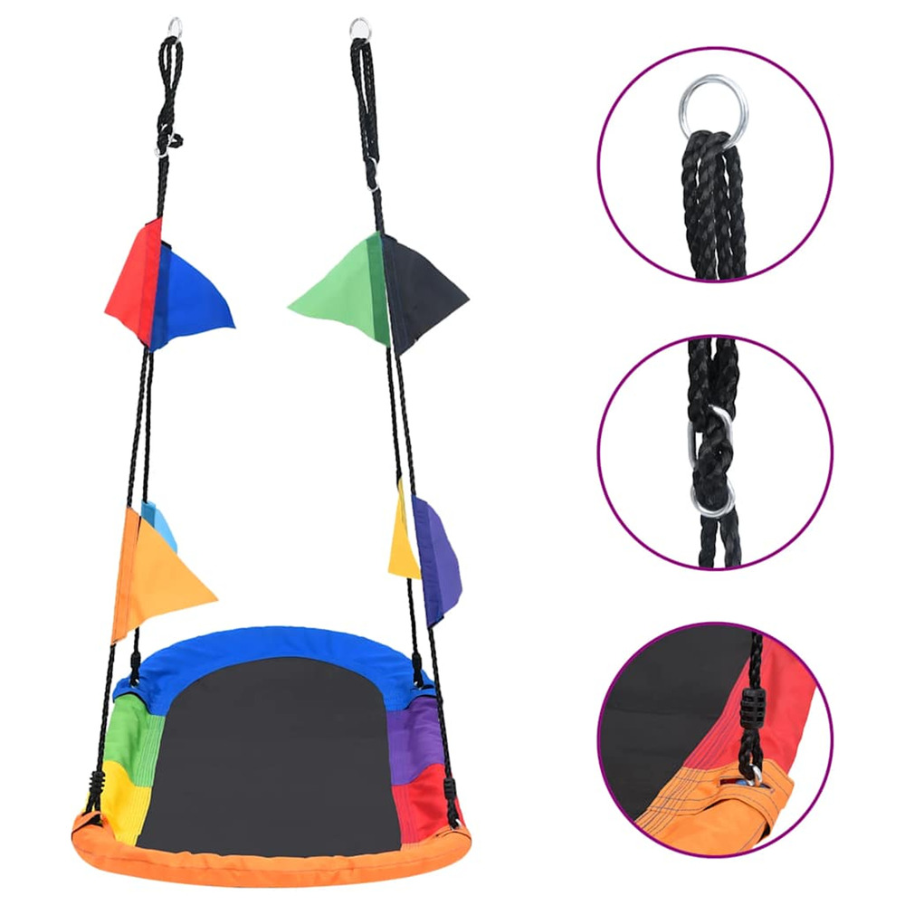 Balançoire nid d'oiseau avec fanions 165x70 cm