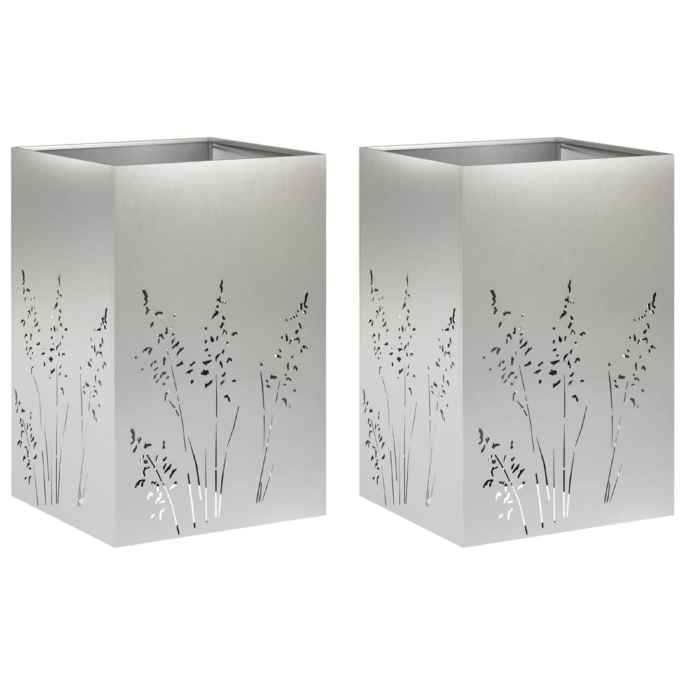 Cache-pot de jardin 2 pc argenté 50 x 50 x 75 cm