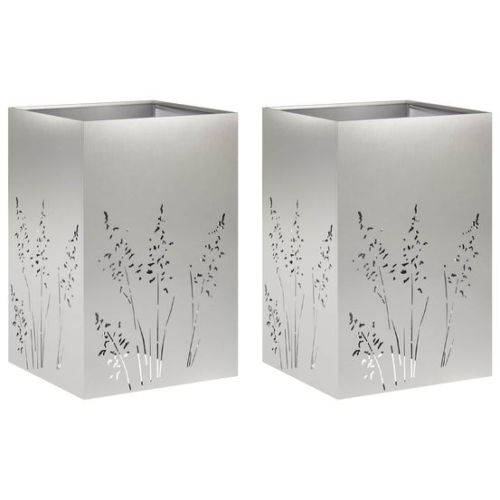 Cache-pot de jardin 2 pc argenté 50 x 50 x 75 cm