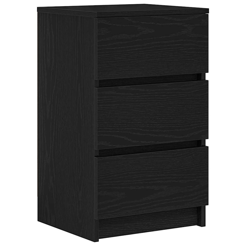 Table de chevet avec 3 tiroirs noir 39x35x65 cm