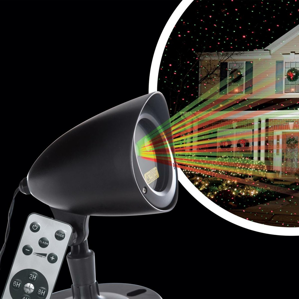 Laser extérieur mouvement points rouge/vert + transfo et télécommande