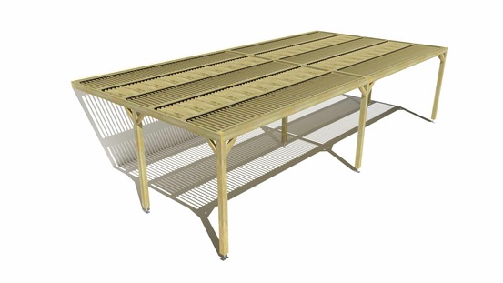 Pergola bois • 10m x 5m • adossée • sens largeur • lames orientables bioclimatiques incluses • livraison comprise