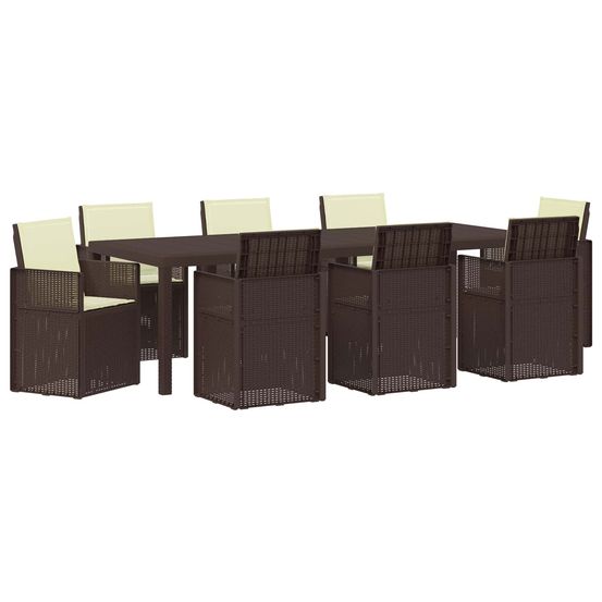 Ensemble de salle à manger pour jardin 9 pc marron et crème pp