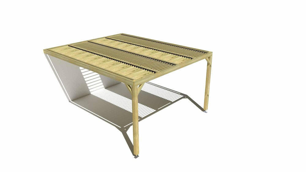 Pergola bois • 4m x 5m • adossée • sens profondeur • lames orientables bioclimatiques incluses • livraison comprise
