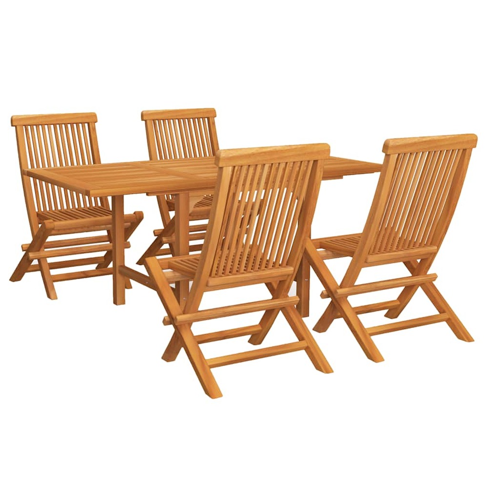Ensemble à manger de jardin 5 pcs bois de teck massif