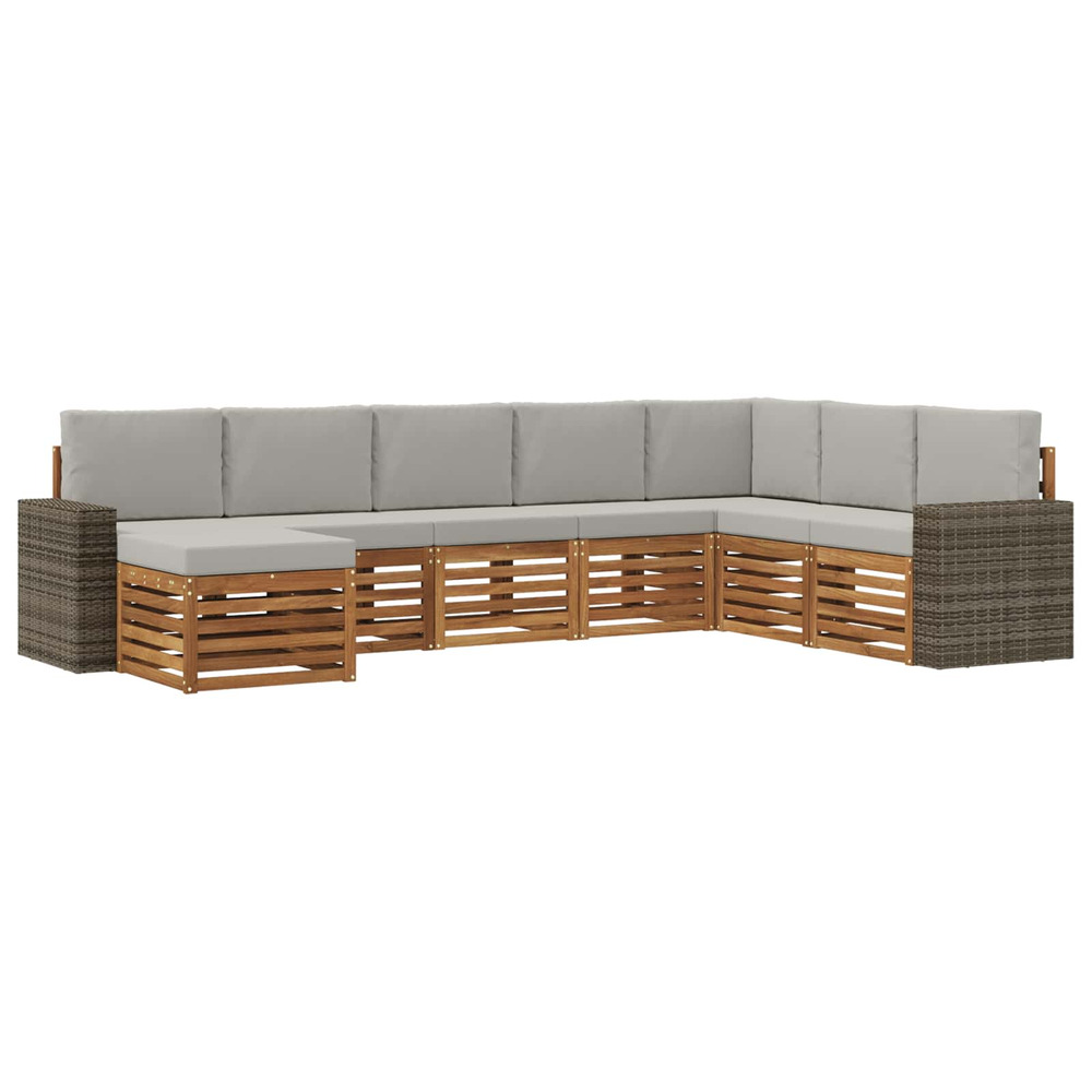 Ensemble de canapés d'extérieur 8 pcs naturel et gris clair