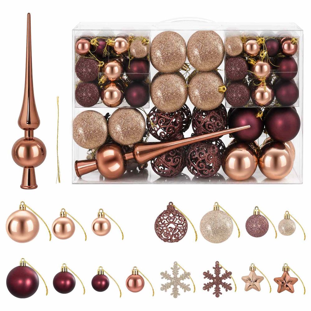 Ensemble de boules de noël 111 pc champagne et brun 6 cm