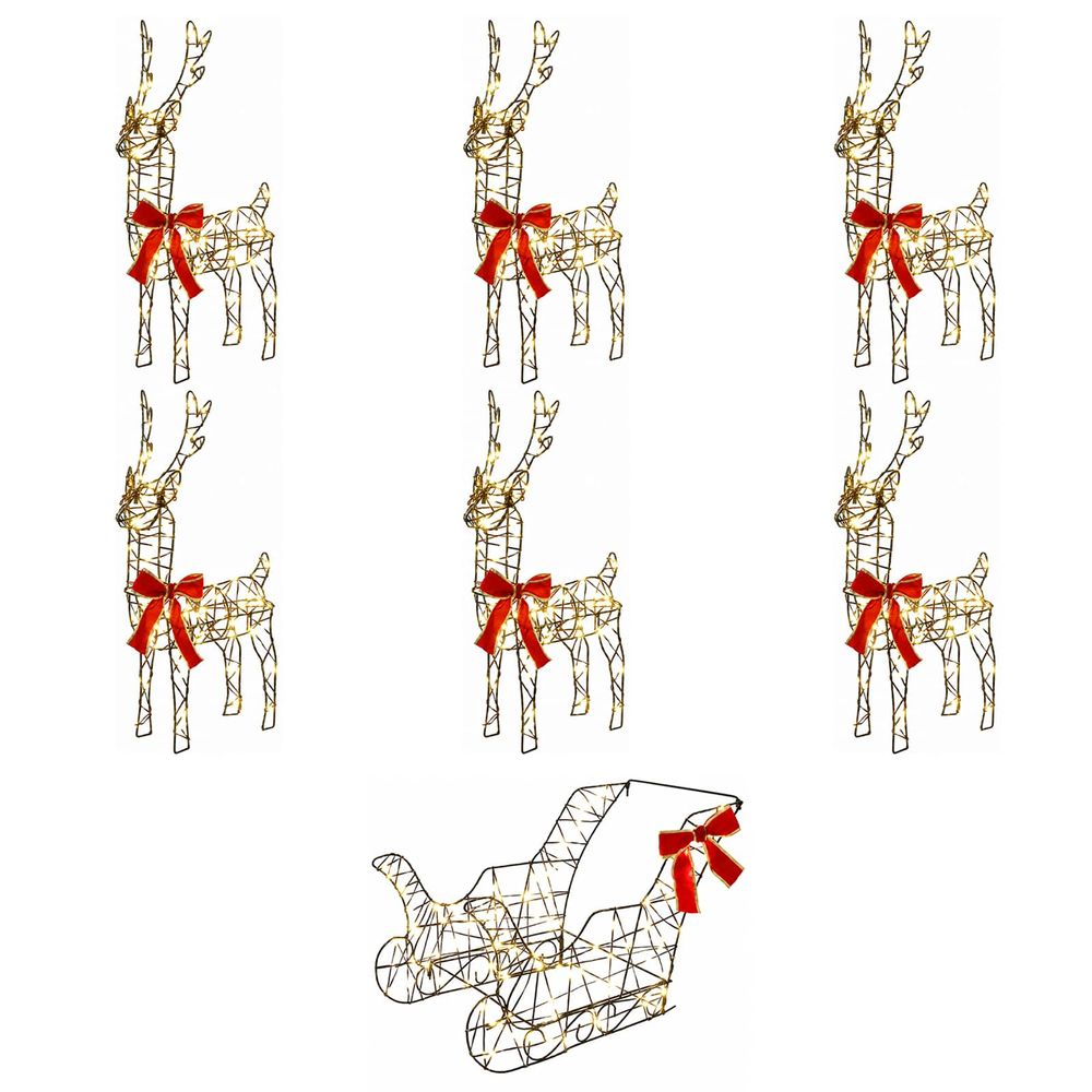 Renne de noël avec traîneau 7 pc 760 led blanc chaud