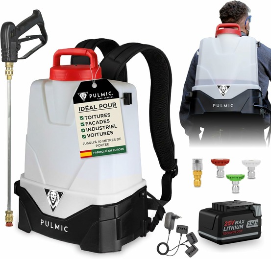 PULMIC Pegasus Industrial 15 Pulvérisateur Électrique Professionnel 15L à Batterie Lithium 25V MAX Amovible, Jusqu’à 15h d’Autonomie