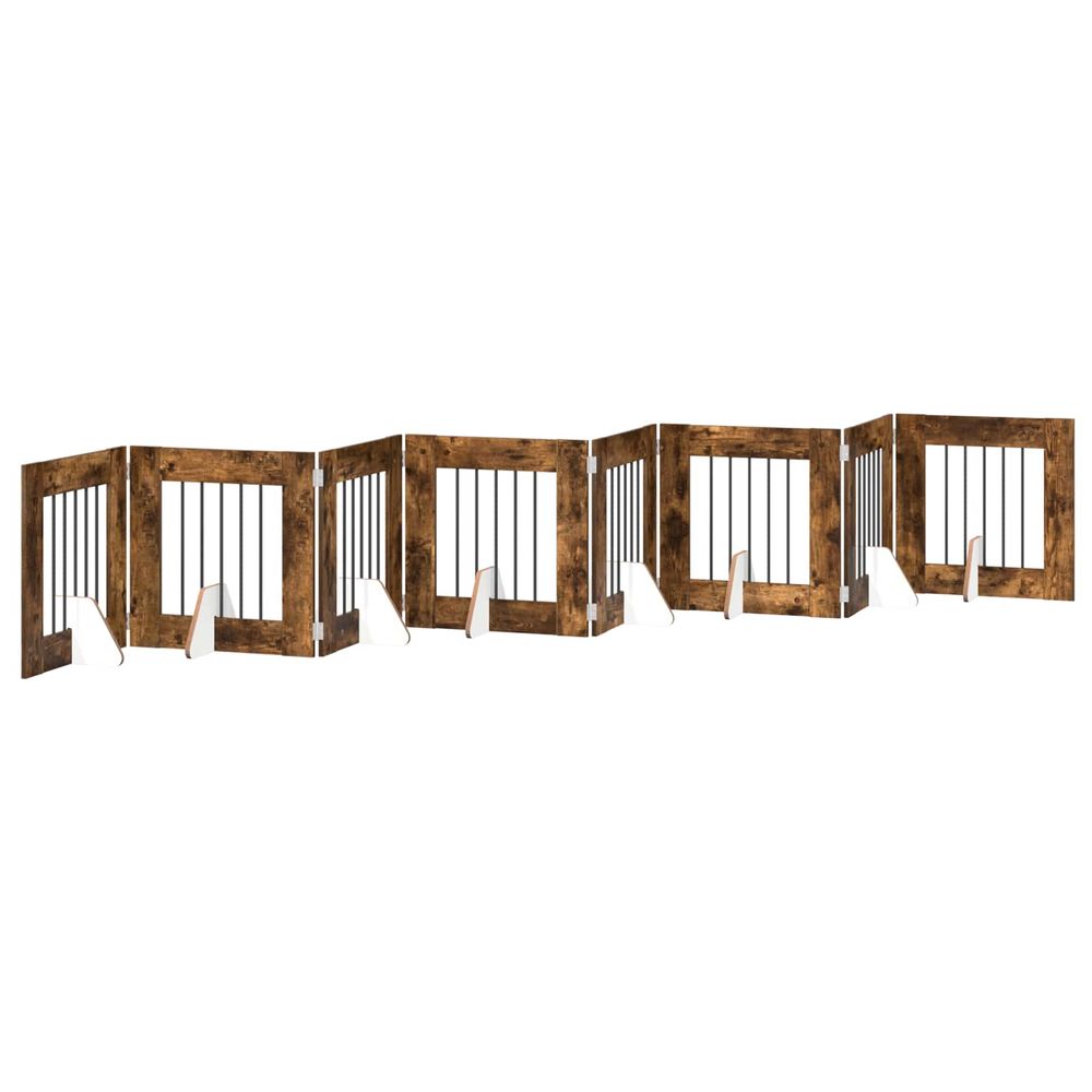 Porte de chien pliable avec supports 8 pc chêne fumé 60 cm