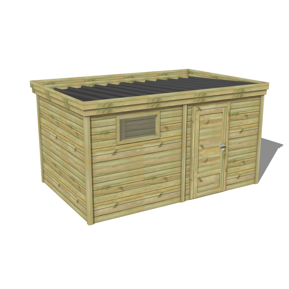 Abri de jardin bois pin traité autoclave 27mm - 5,19x2,64m / 14m2 - bac acier - abri français