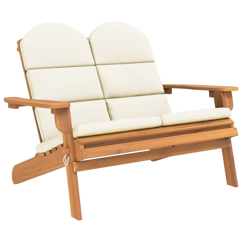 Banc de jardin meuble de patio d'extérieur terrasse adirondack et coussins 126 cm bois massif acacia