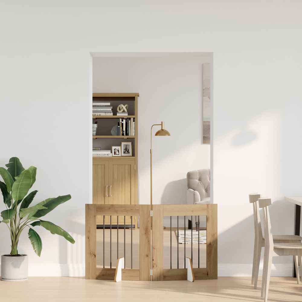 Barrière pliable chien bois d'ingénierie intérieur agencement 120cm chêne artisanal