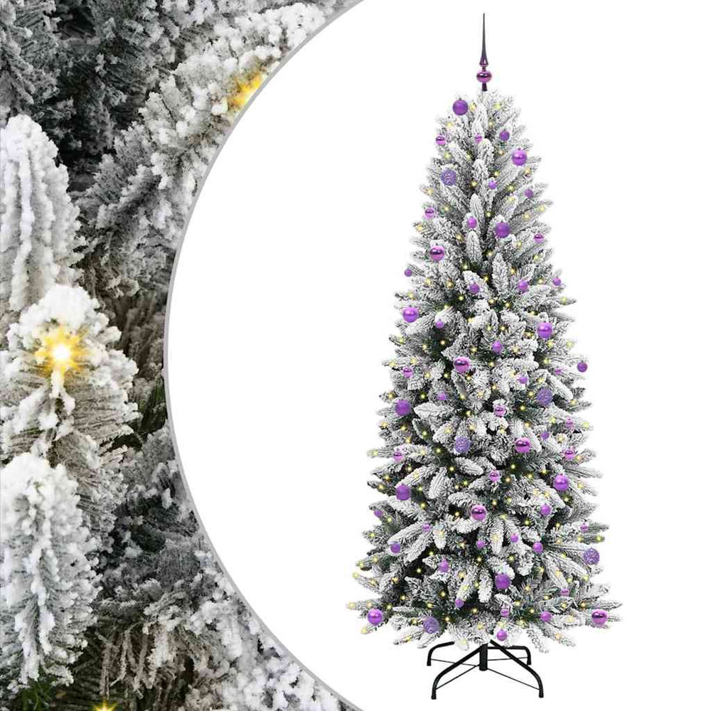 Sapin de noël artificiel avec 300 led avec support blanc 240 cm