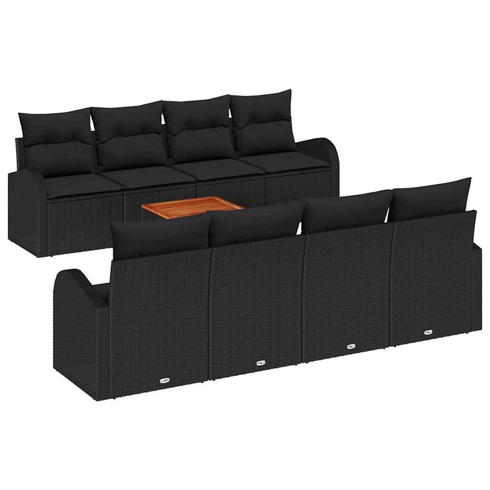Ensemble de canapé de jardin 9 pc noir polyrotin