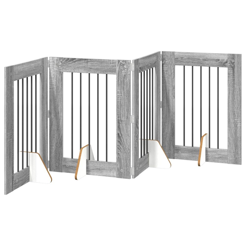 Porte de chien pliable avec supports 4 pc sonoma gris 241 cm