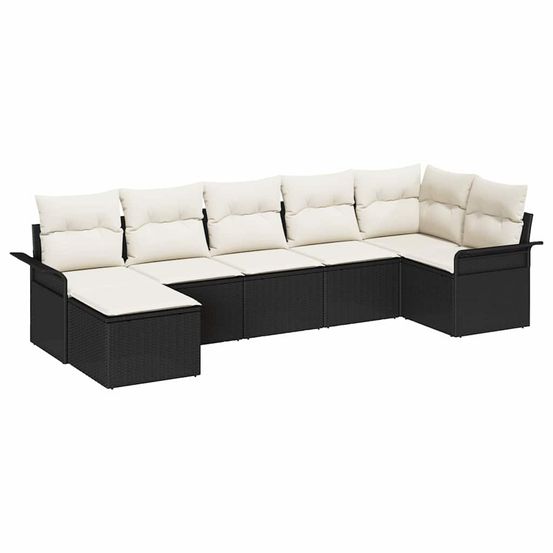 Ensemble de canapé de jardin 7 pc noir polyrotin