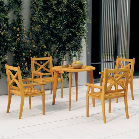 Ensemble à manger de jardin 5 pcs bois d'acacia solide