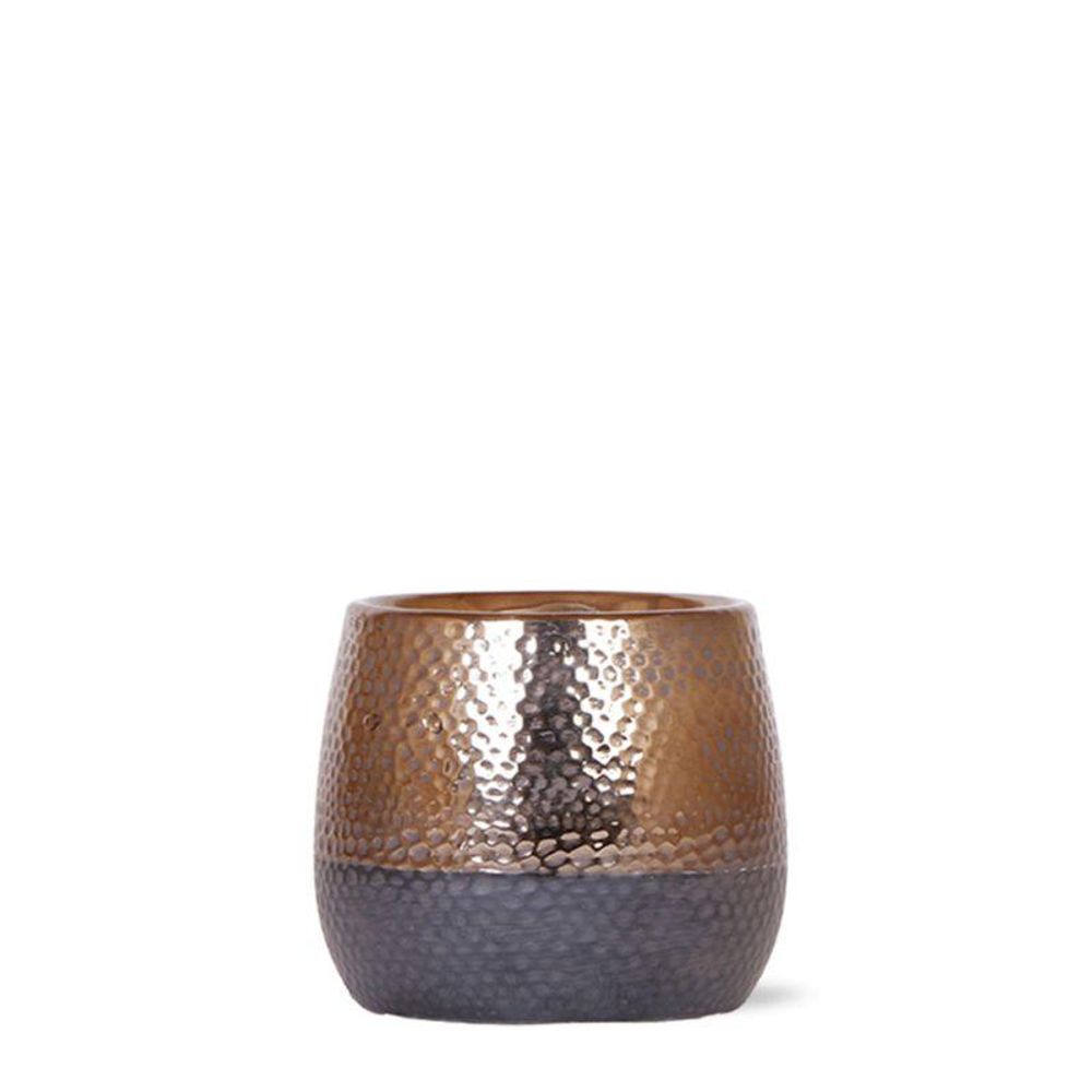 Cache-pot céramique effet métallisé - éclat précieux - pot de 9cm - cuivre