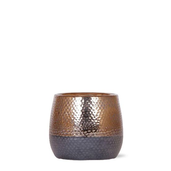 Cache-pot céramique effet métallisé - éclat précieux - pot de 9cm - cuivre