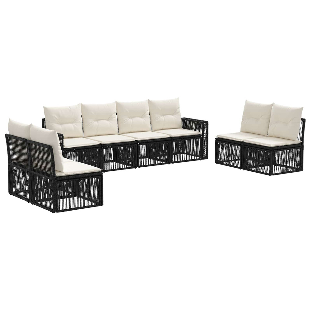 Ensemble de canapé de jardin 8 pcs noir et blanc crème