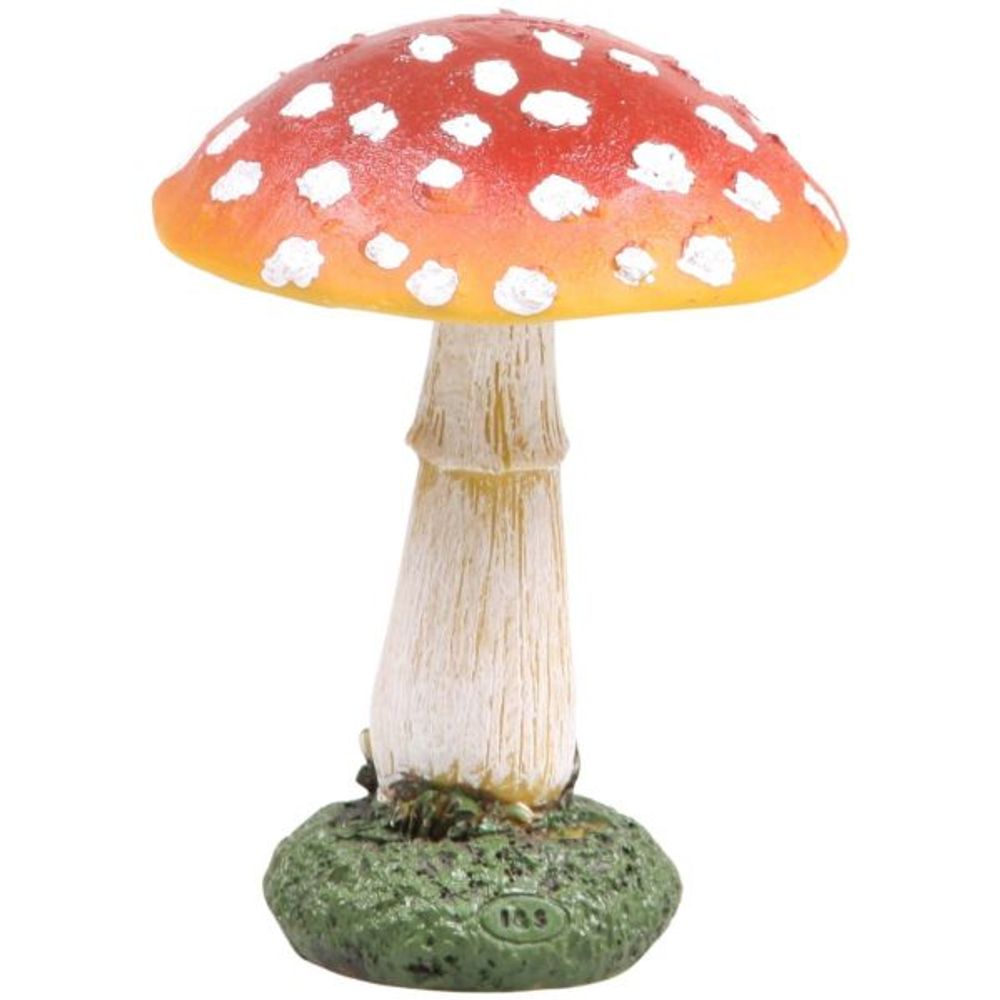 Champignon dans l'herbe en résine rond - hauteur 13 cm