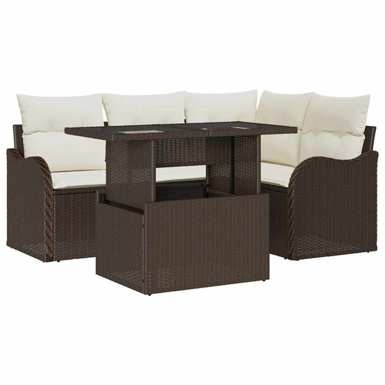 Ensemble de canapé de jardin 5 pcs marron poly rattan