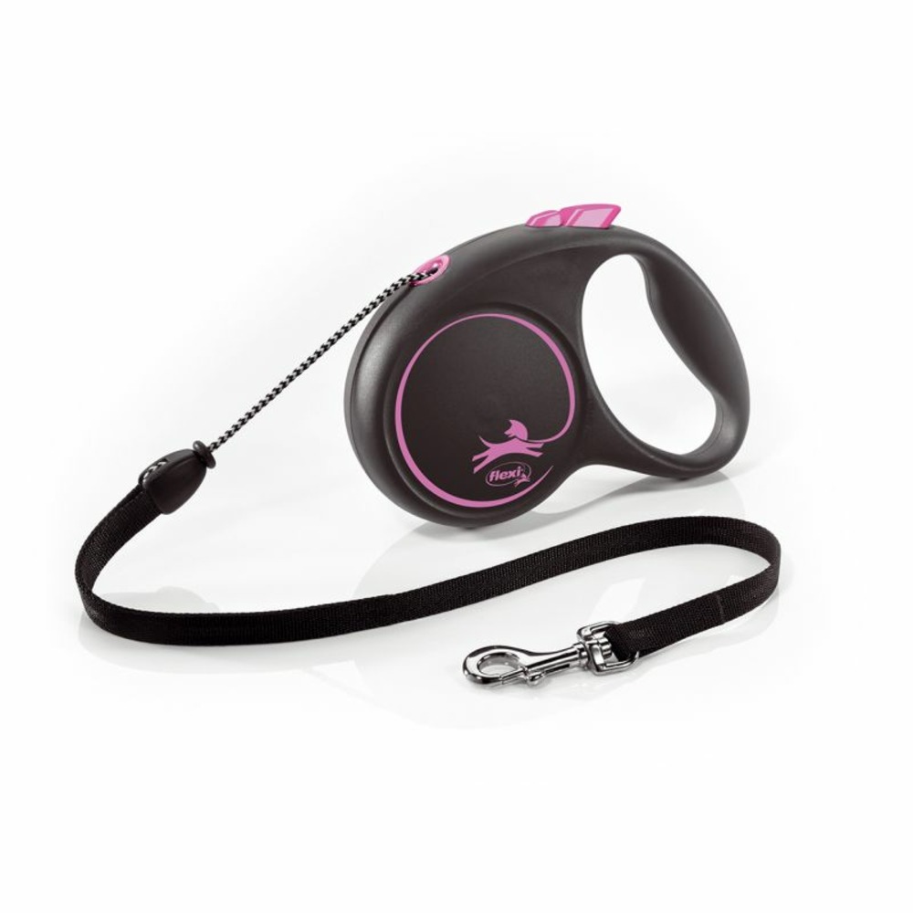 Laisse black design m cord 5m black/ pink flexi fu22c5-251-s-cp