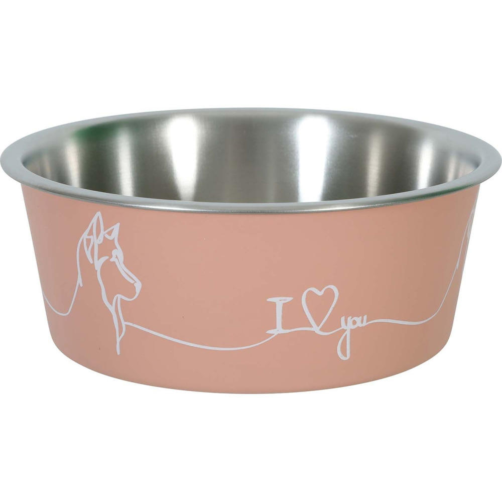 Ecuelle antidérapante rose pour chiens love dog 750 ml
