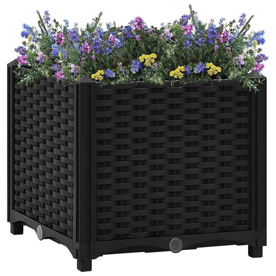 Carré potager surélevé 40x40 cm en polypropylène pour balcon et herbes noir