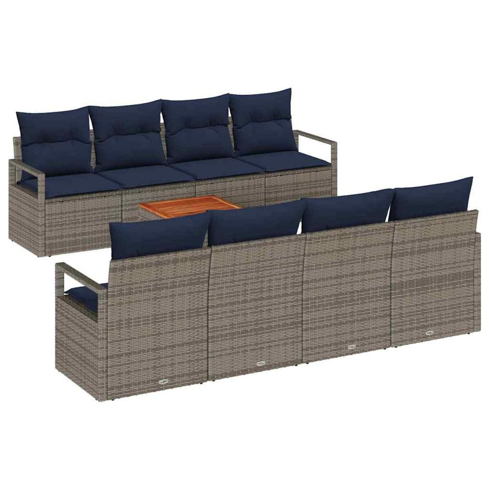 Ensemble de canapé de jardin 9 pc gris polyrotin