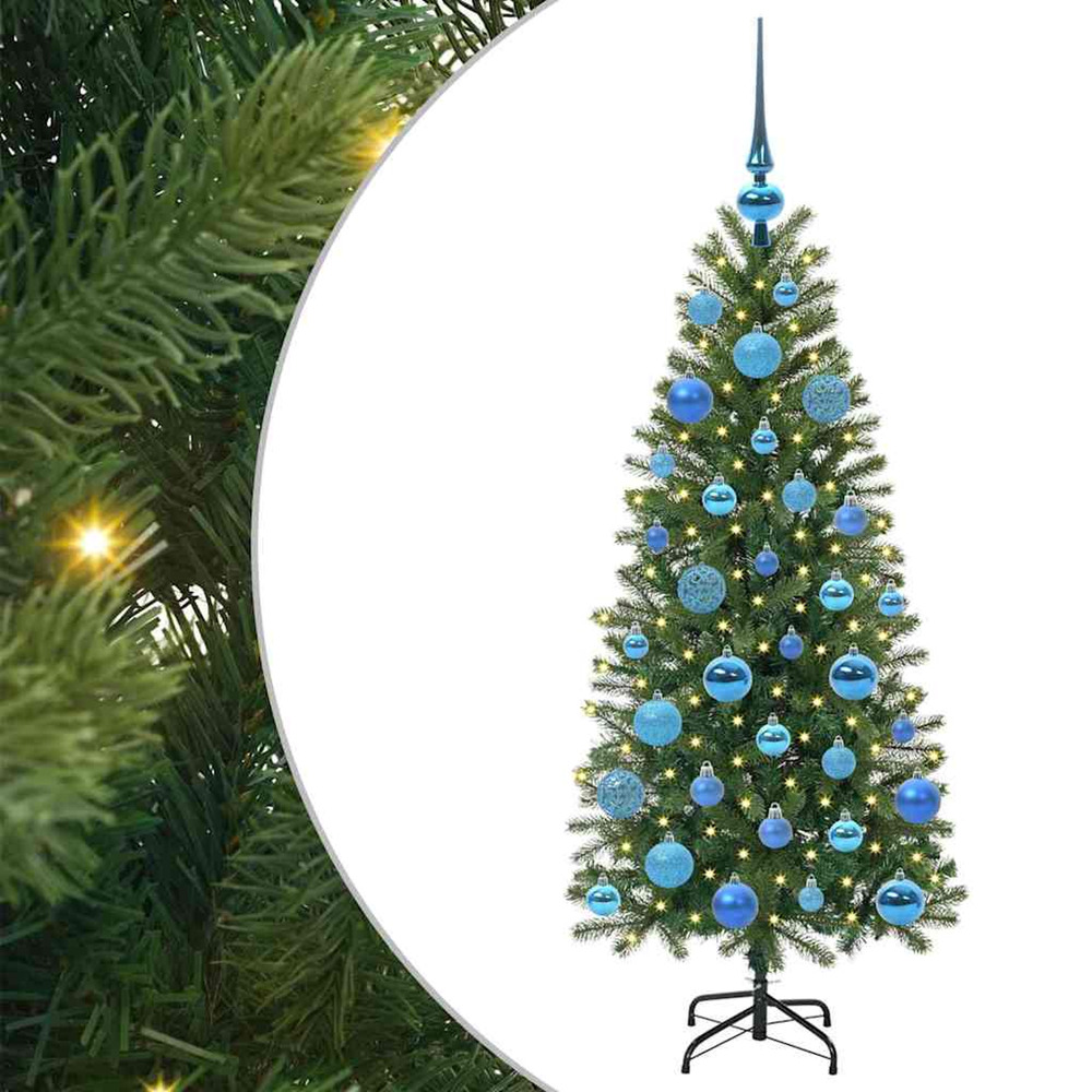 Sapin de noël artificiel avec 150 led vert 120 cm pe et pvc